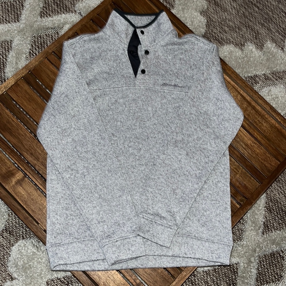 Eddie Bauer Men’s Medium Fleece Snap Mock Pullover